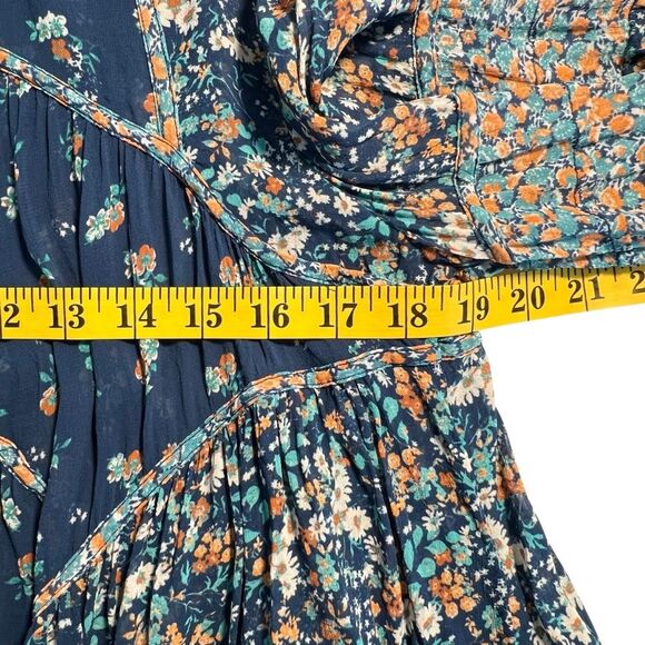 Anthropologie Womens Babydoll PeasantTop Size L Floral Boho Sheer Croppped - Picture 7 of 11